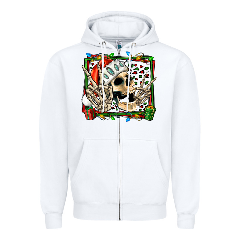 Christmas Happy Skeleton Zipper Hoodie by Jasminsmagicworld | Teevron