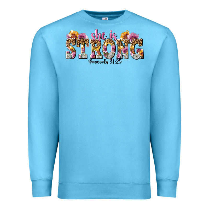 She Is Strong Proverbs 31 25 Premium Sweatshirt by NancyCooperArtShop | Teevron