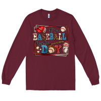 Burgundy its a baseball kinda day Long Sleeve Tee - AdoDesignShop