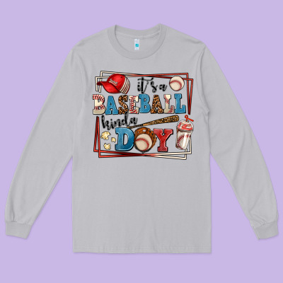 Its A Baseball Kinda Day Long Sleeve Tee Designed By Adodesignshop