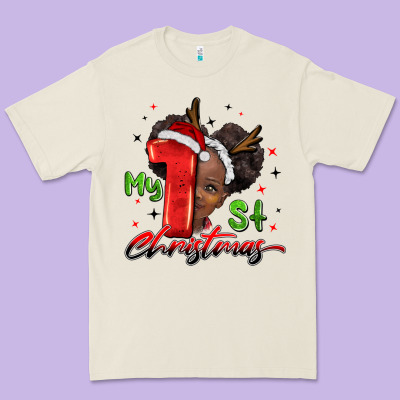 My First Christmas African Girl Premium Tee Designed By Barkaloodesign