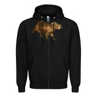 Black Capybara Zipper Hoodie - LillyAllenDesigns
