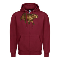 Burgundy Capybara Zipper Hoodie - LillyAllenDesigns