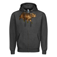 Charcoal Heather Capybara Zipper Hoodie - LillyAllenDesigns