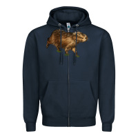 Navy Capybara Zipper Hoodie - LillyAllenDesigns