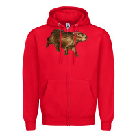 Red Capybara Zipper Hoodie - LillyAllenDesigns