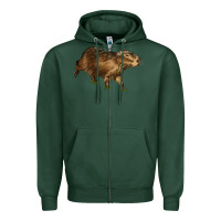 Sports Green Capybara Zipper Hoodie - LillyAllenDesigns