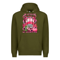 Army Green in october we wear pink halloween school bus Premium Hoodie - LillyAllenDesigns
