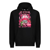 Black in october we wear pink halloween school bus Premium Hoodie - LillyAllenDesigns