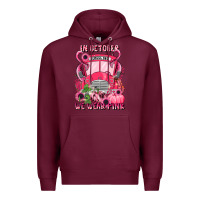 Burgundy in october we wear pink halloween school bus Premium Hoodie - LillyAllenDesigns