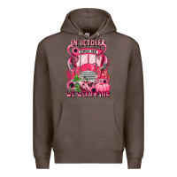 Coffee in october we wear pink halloween school bus Premium Hoodie - LillyAllenDesigns