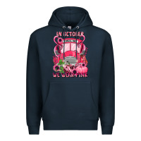 Navy in october we wear pink halloween school bus Premium Hoodie - LillyAllenDesigns