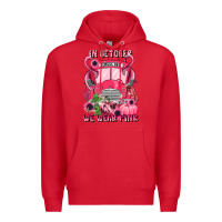 Red in october we wear pink halloween school bus Premium Hoodie - LillyAllenDesigns