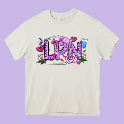 Valentine Lpn Heavy Core Tee Designed By Cowhidedigitalart