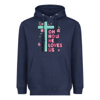 Navy oh how he loves us ephesians 2 4 8 Heavyweight Hoodie - MaliasSmallBusiness