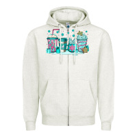 Oatmeal Heather winter Christmas tree cakes coffee Zipper Hoodie - Jasminsmagicworld
