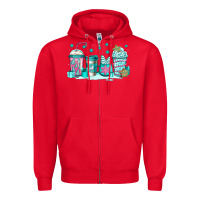 Red winter Christmas tree cakes coffee Zipper Hoodie - Jasminsmagicworld
