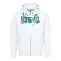 White winter Christmas tree cakes coffee Zipper Hoodie - Jasminsmagicworld