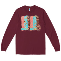 Burgundy Sunflower Leopard Jute Pattern Brushstrokes Long Sleeve Tee - Bettercallsaul