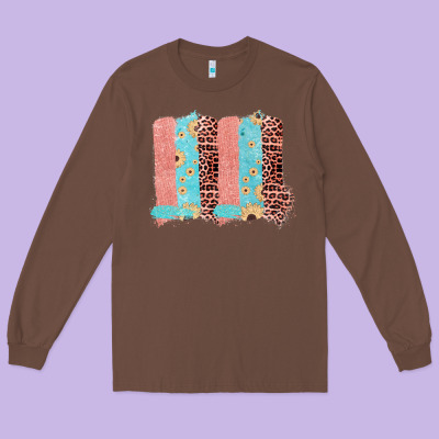 Sunflower Leopard Jute Pattern Brushstrokes Long Sleeve Tee Designed By Bettercallsaul