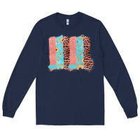 Navy Sunflower Leopard Jute Pattern Brushstrokes Long Sleeve Tee - Bettercallsaul