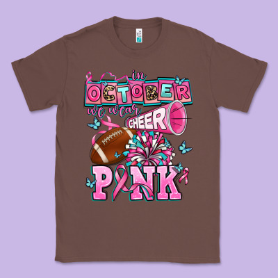 In October We Wear Cheer Pink Football Classic Tee Designed By Adodesignshop