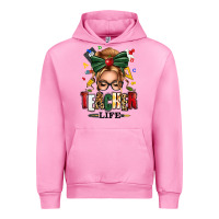 Fuchsia Pink teacher life blonde caucassian messy bun Urban Hoodie - texasbilliewilder
