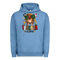 Pigment Pebble Blue teacher life blonde caucassian messy bun Urban Hoodie - texasbilliewilder
