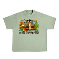 Oil Green camping is my happy place caravan Urban Heavy Tee - BarkalooDesign