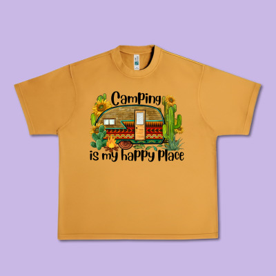 Camping Is My Happy Place Caravan Urban Heavy Tee Designed By Barkaloodesign