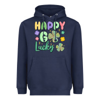 Navy happy go lucky Heavyweight Hoodie - MaliasSmallBusiness
