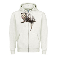 Oatmeal Heather opossum Zipper Hoodie - LillyAllenDesigns