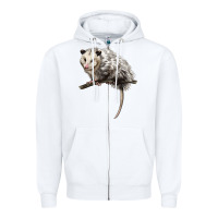 White opossum Zipper Hoodie - LillyAllenDesigns