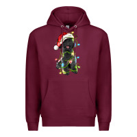 Burgundy christmas black poodles dog Premium Hoodie - LillyAllenDesigns