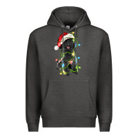 Charcoal Heather christmas black poodles dog Premium Hoodie - LillyAllenDesigns