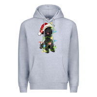 Heather Grey christmas black poodles dog Premium Hoodie - LillyAllenDesigns