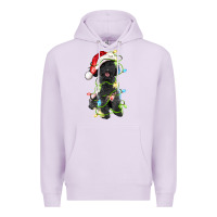 Lilac christmas black poodles dog Premium Hoodie - LillyAllenDesigns