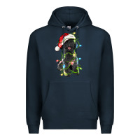 Navy christmas black poodles dog Premium Hoodie - LillyAllenDesigns