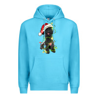 Ocean Blue christmas black poodles dog Premium Hoodie - LillyAllenDesigns