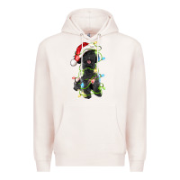 Pale Pink christmas black poodles dog Premium Hoodie - LillyAllenDesigns