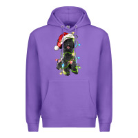 Purple christmas black poodles dog Premium Hoodie - LillyAllenDesigns