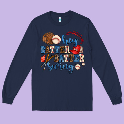 Hey Batter Batter Swing Long Sleeve Tee Designed By Adodesignshop