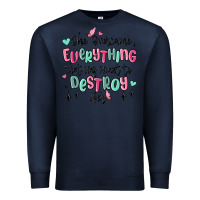 Navy she overcame everything that was meant to destroy Premium Sweatshirt - MaliasSmallBusiness