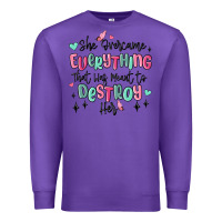Purple she overcame everything that was meant to destroy Premium Sweatshirt - MaliasSmallBusiness
