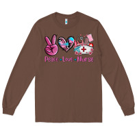 Chestnut peace love nurse Long Sleeve Tee - AdoDesignShop