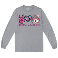 Heather Grey peace love nurse Long Sleeve Tee - AdoDesignShop