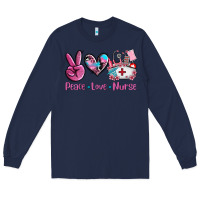 Navy peace love nurse Long Sleeve Tee - AdoDesignShop