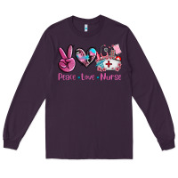 Plum peace love nurse Long Sleeve Tee - AdoDesignShop