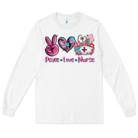White peace love nurse Long Sleeve Tee - AdoDesignShop