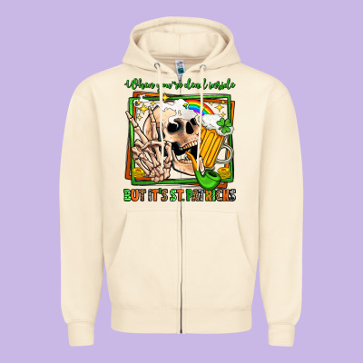 When You're Dead Inside But It's St Patricks Zipper Hoodie Designed By Jasminsmagicworld